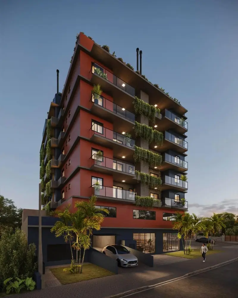 Fachada do Residencial Amália Michelotti ao entardecer